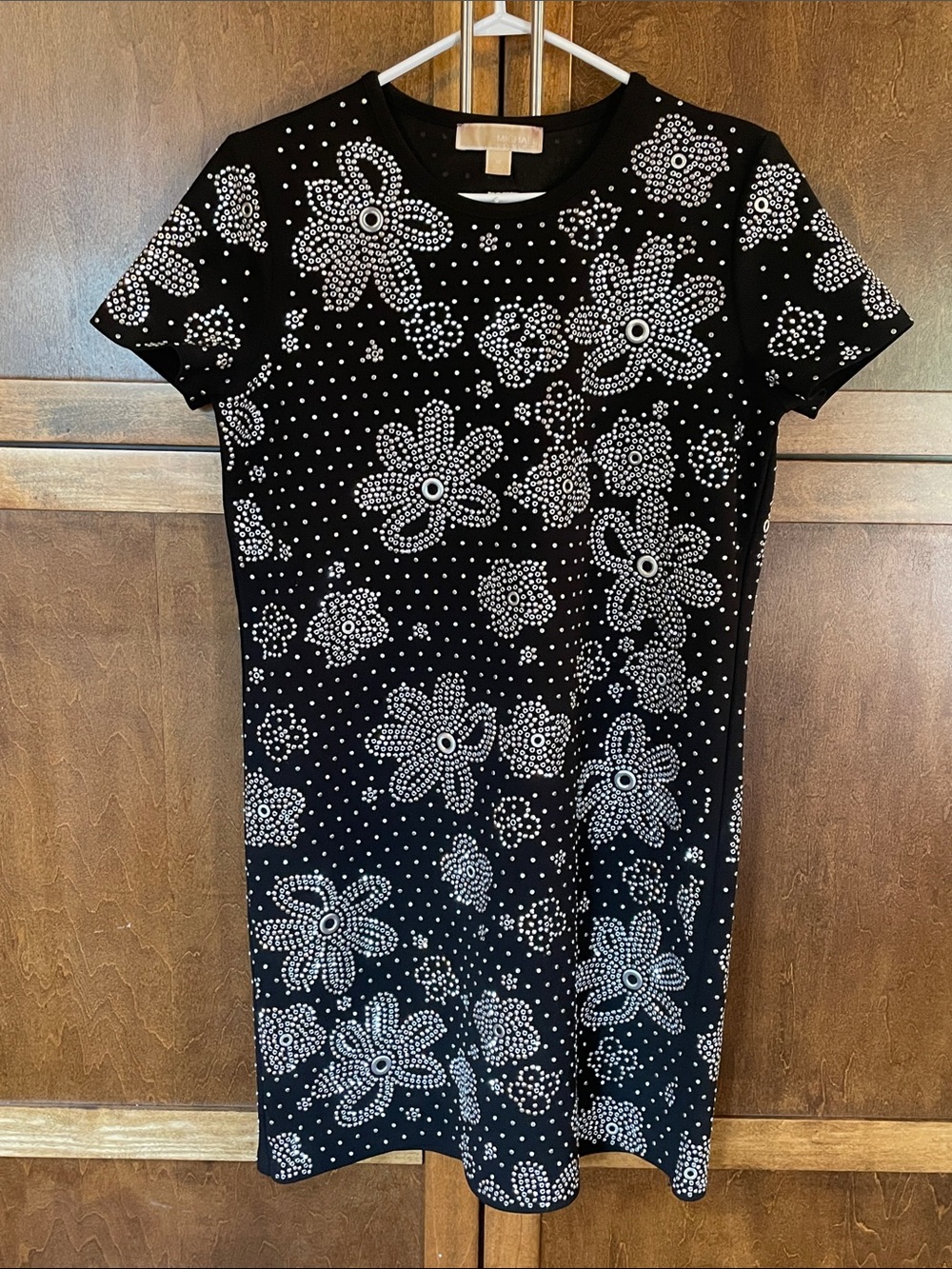 Michael Kors Black Floral Studded Mini Dress